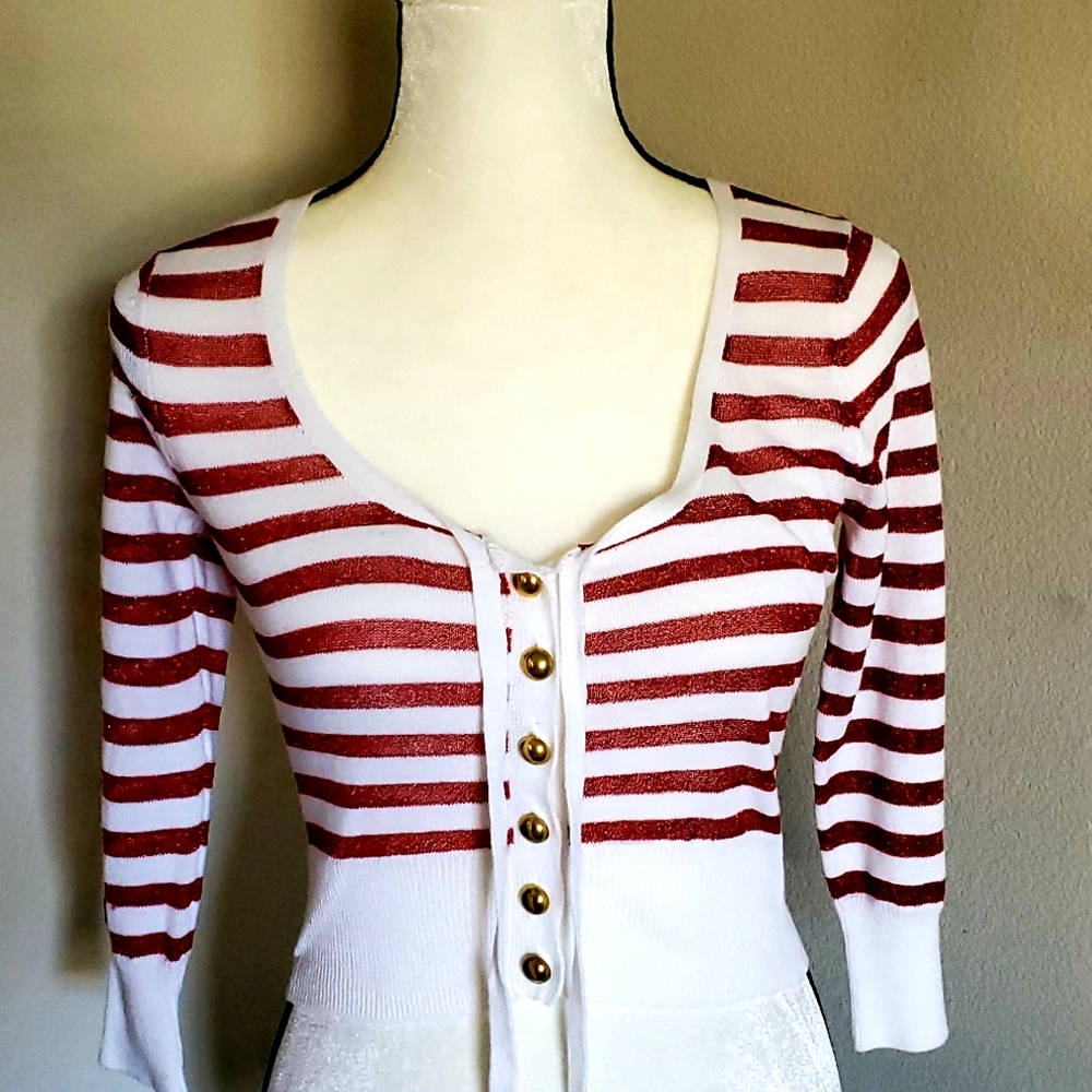 Betsey Johnson button up crop sweater.
